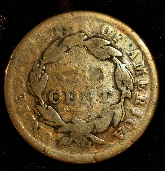 1838 Large Cent Coronet Head Coin N8 Protruding Browlock AG or Less Features 1C