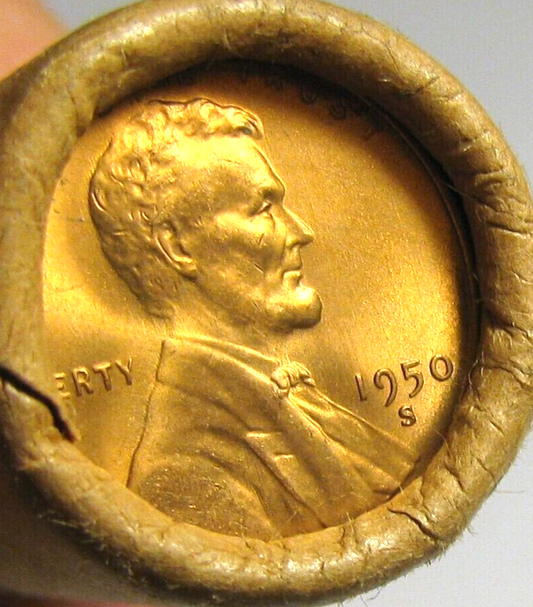 β
1950 S Lincoln Wheat Cent GEM BU 1c BRILLIANT UNCIRCULATED From OBW Rolls