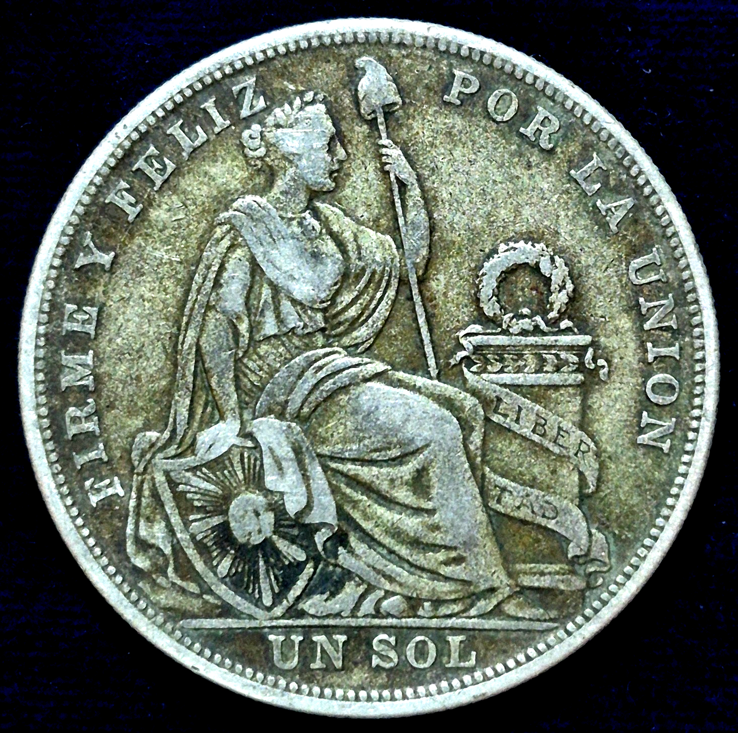 1924 Peru 1 Un Sol 37mm VF+ Features 50% Silver Minted in Philly, Plata, KM218.1