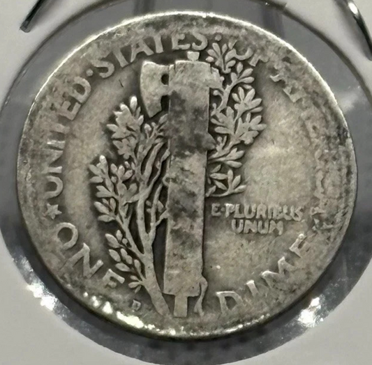 1918-D Mercury 90% SILVER Dime G-VG+ (Good -V Good) Average Circulated Condition