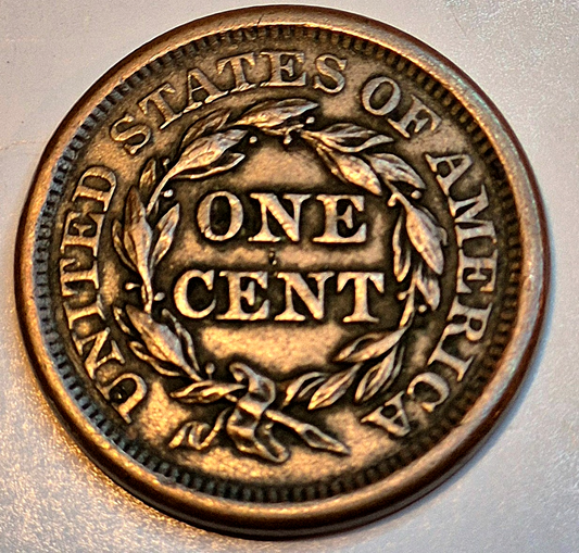 1850 Braided Hair Large Cent N20 R5 GSID 1150 Strong AU Features 1C