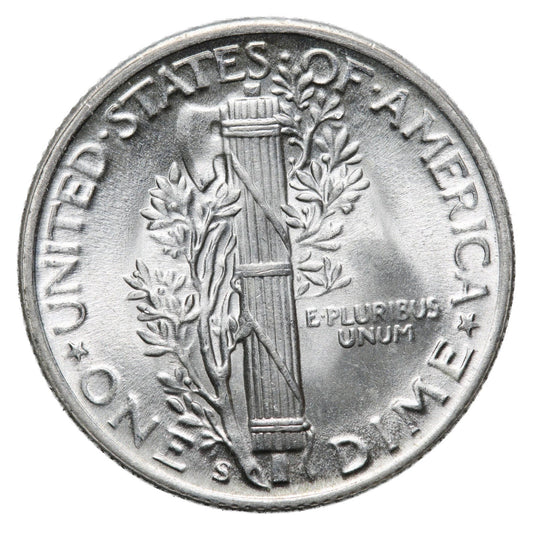 1945 S Mercury Dime BU Brilliant Uncirculated 90% Silver 10c FSB White Coin