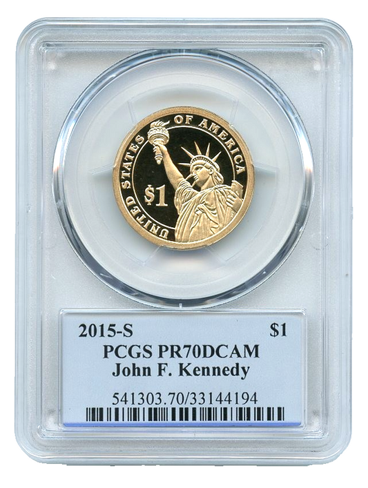 ✅ 2015 S John F. Kennedy Presidential Dollar PCGS PR70DCAM Photo Label KEY DATE!