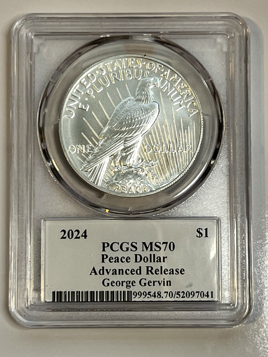 2024 Peace .999 Silver Dollar PCGS MS70 ADVANCED RELEASE George Gervin Pop of 5