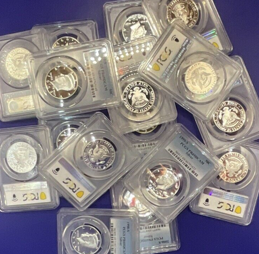 💰{3} 90% SILVER JFK Kennedy 50c PROOF COINS 🔥 PCGS Graded PR69 🏆 3 Coins ✅