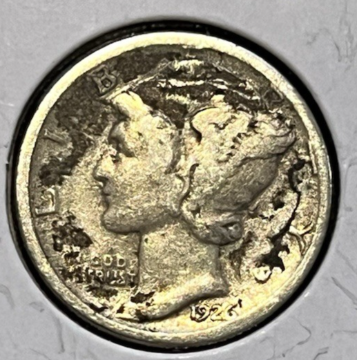 1926-D Mercury 90% Silver Dime ROTATED DIE ERROR VG+ ~FREE SHIPPING~