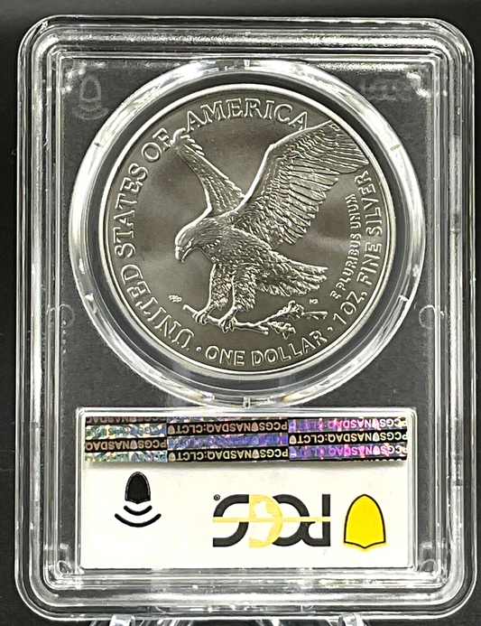 โ
2021 American Silver Eagle Type 2 PCGS MS69 First Production Blue Label .999