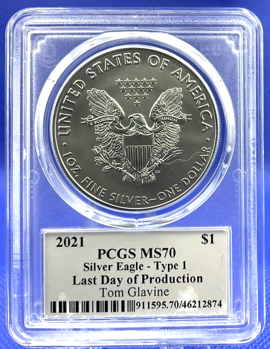 TOM GLAVINE โ
2021 Silver Eagle T-1 PCGS MS70 Last Day - Legends of Life โ