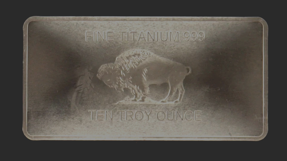 (1) 10 Ounce Titanium Buffalo Bar .999 Fine Ti Element One Ten Troy Oz Bar