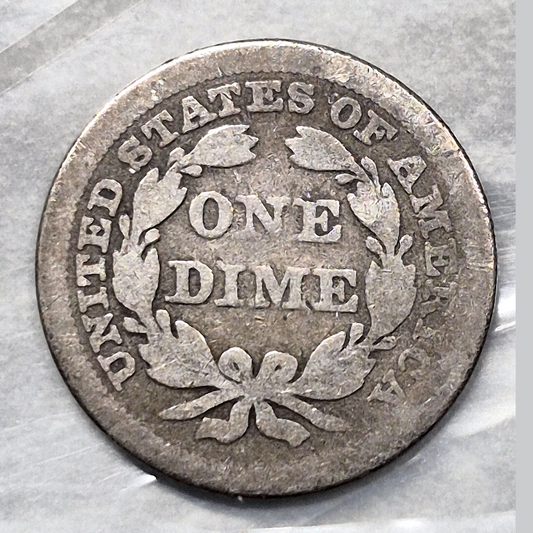 1854 Seated Liberty Dime Arrows at Date 90% Silver 10C 3-Year Type Coin Good