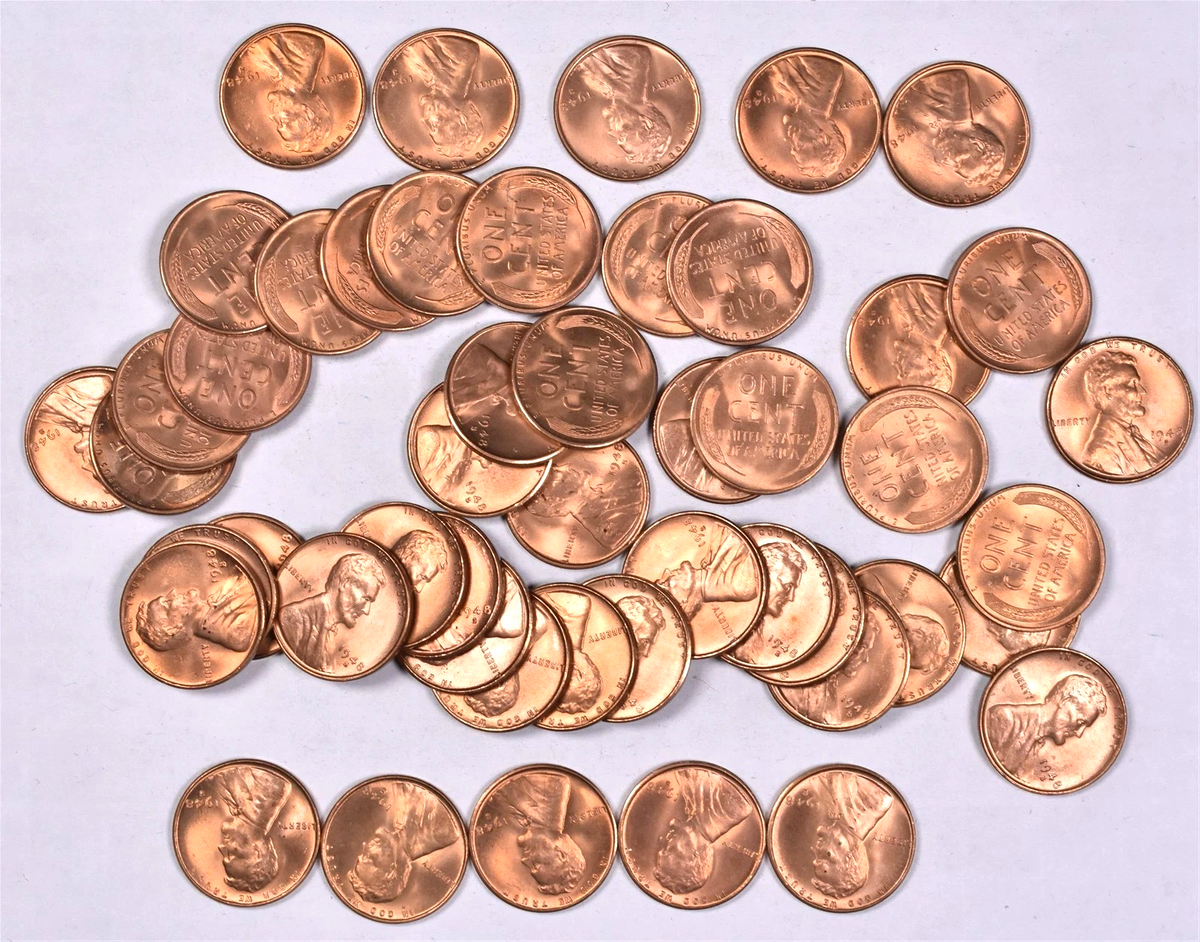 ✅ 1948-S BU Uncirculated Lincoln Wheat Cent Choice RED Coin From OBW Bank Roll