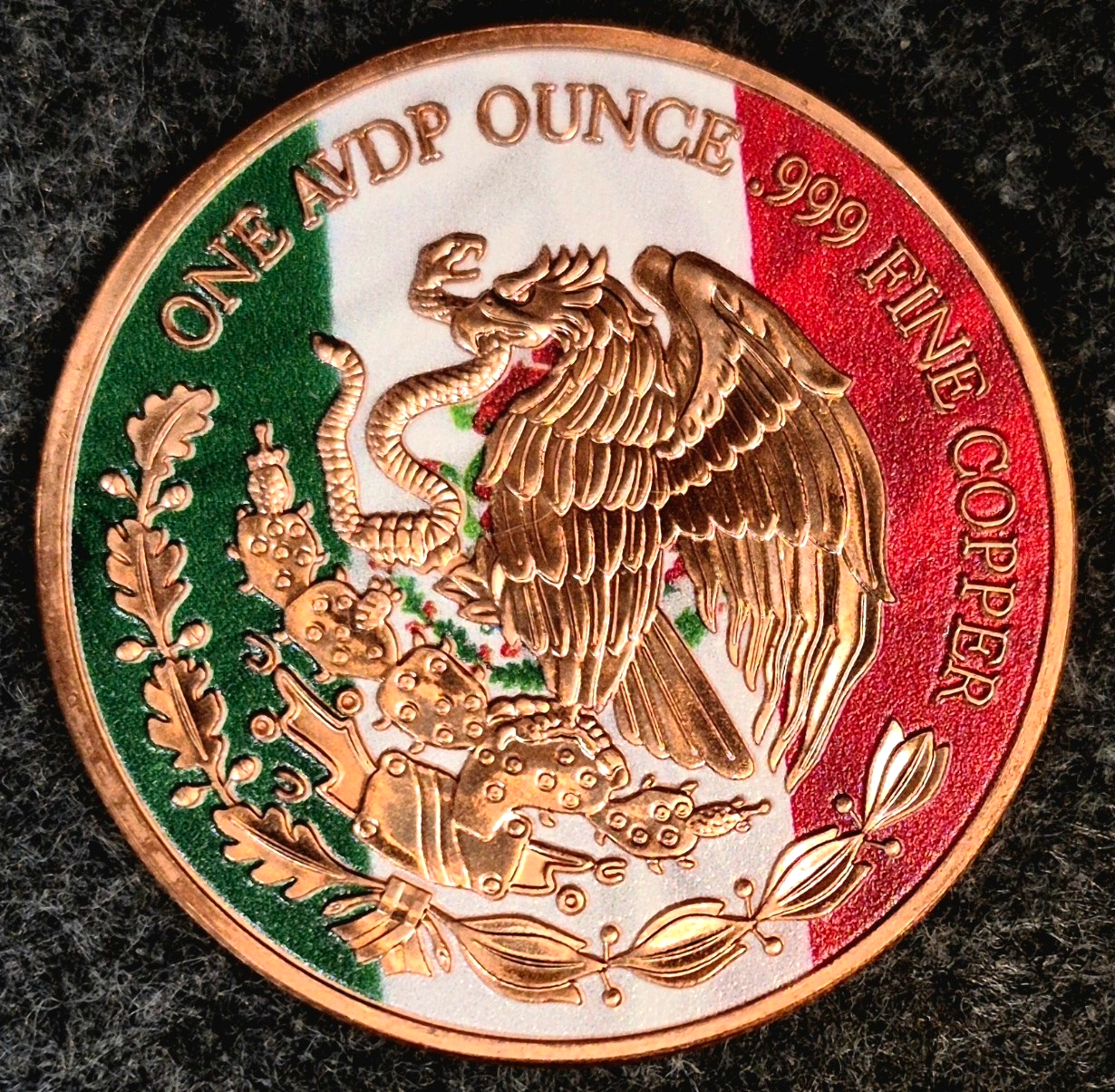 2024 Mexico Libertad "Sunset" 1 oz .999 Copper Round –Stunning 2 Sided Colorized