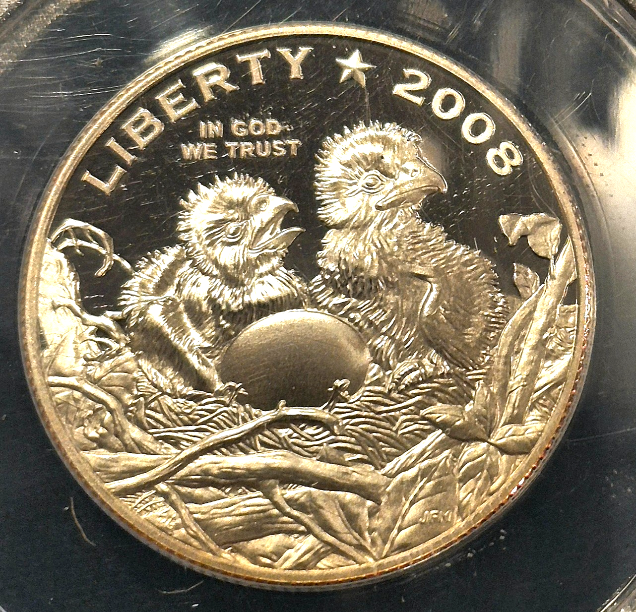 2008 S Bald Eagle Commemorative Half Dollar Graded by ANACS PF70 DCAM Toned 50C