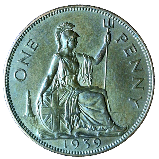 1939 Great Britain One Penny King George VI Clear Details AU Features This Coin