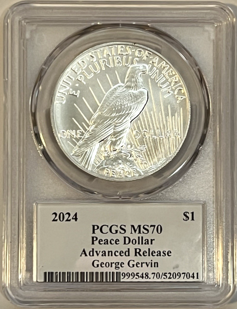 2024 Peace .999 Silver Dollar PCGS MS70 ADVANCED RELEASE George Gervin Pop of 5