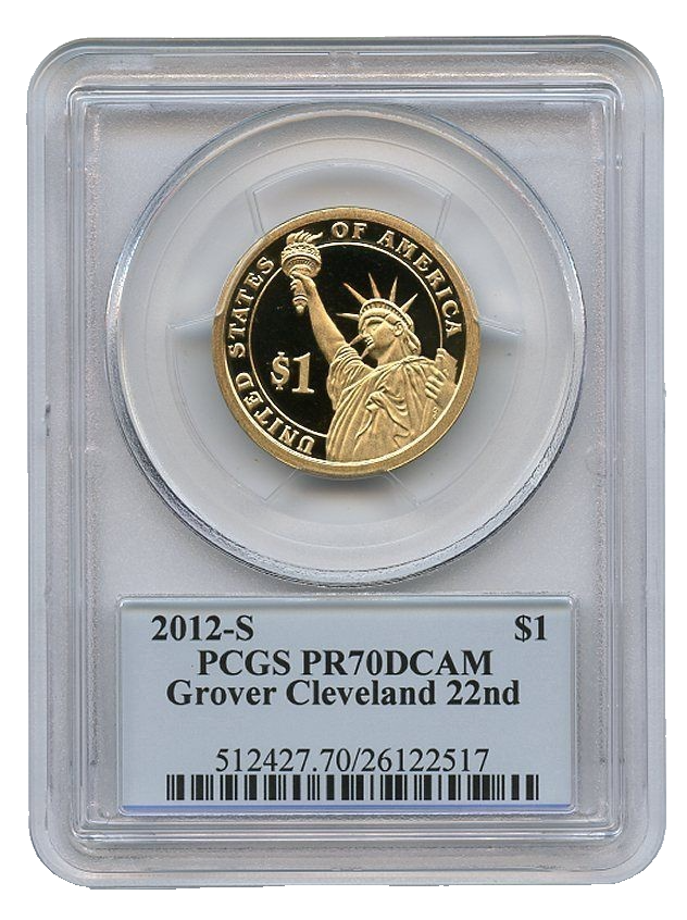 2 COIN SET - 2012 S $1 Grover Cleveland PCGS PR70DCAM Presidental Photo Label