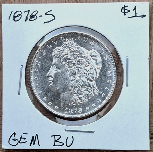 1878-S Morgan 90% Silver Dollar Gem Shiny, Bright, Well Struck Coin 1st Year $1