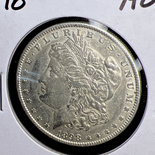 1898 AU Morgan Silver Dollar Shiny Well Struck Strong AU Features $1 Coin