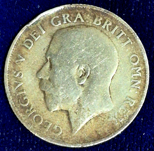 1922 UK GB Great Britain 1 One Shilling George V 50% Silver Crowned Lion KM 816