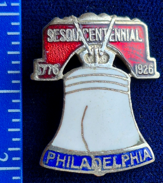 Vintage 1926 Philadelphia SesquiCentennial Expo Souvenir Enamel Liberty Bell Pin