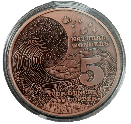 Mount Everest Colorized .999 Copper Round 5oz Natural Wonders 5 Series Capsule