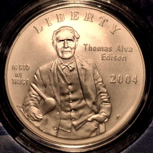 2004 THOMAS ALVA EDISON COMMEMORATIVE DOLLAR 90% SILVER US MINT COLLECTOR'S SET