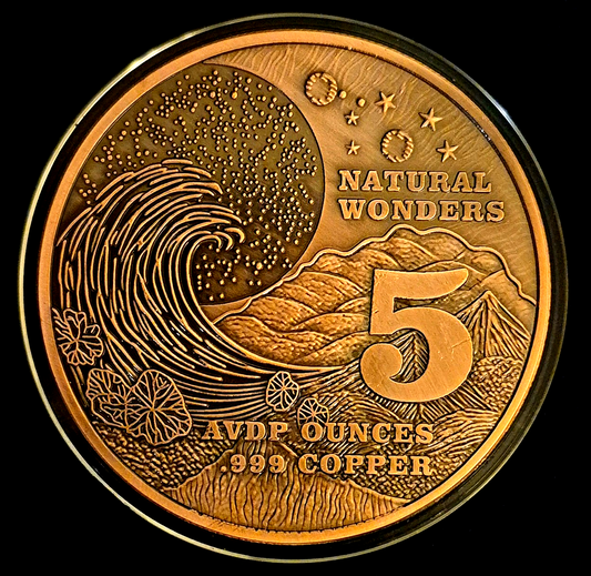5 oz .999 Copper Round, Natural Wonders, Niagara Falls, Collectable In Capsule