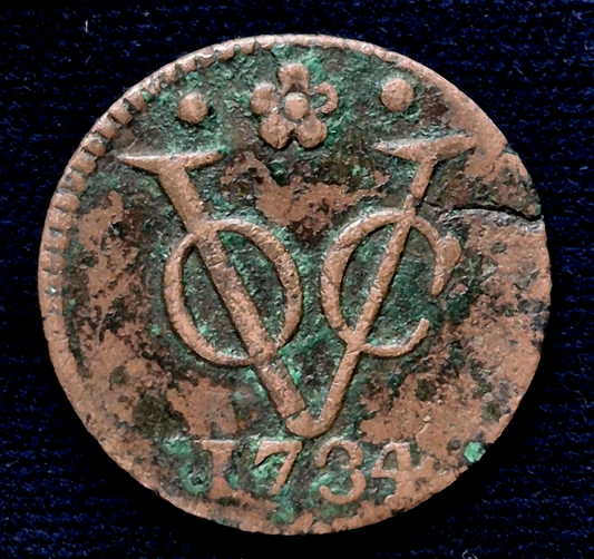 1734 Duit VOC Netherlands -Holland Dutch East India Company Colonial Coin