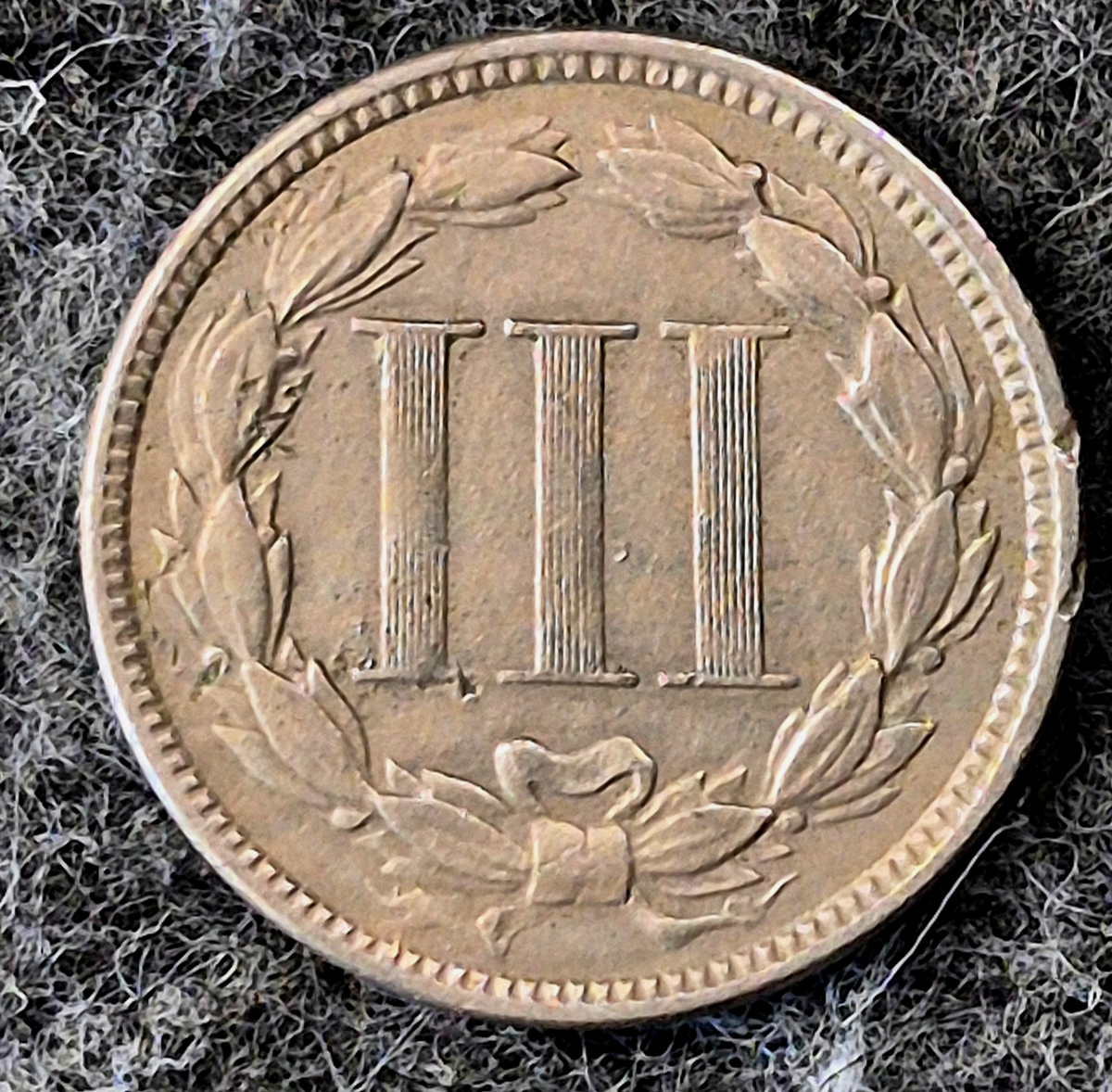 1865 First Year 3 Cent Nickel Extra Fine Features Full Liberty & Pillars