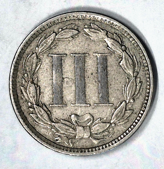 1873 3 Cent Nickel VF-XF Features Open "3" Full Liberty & Pillars 3C