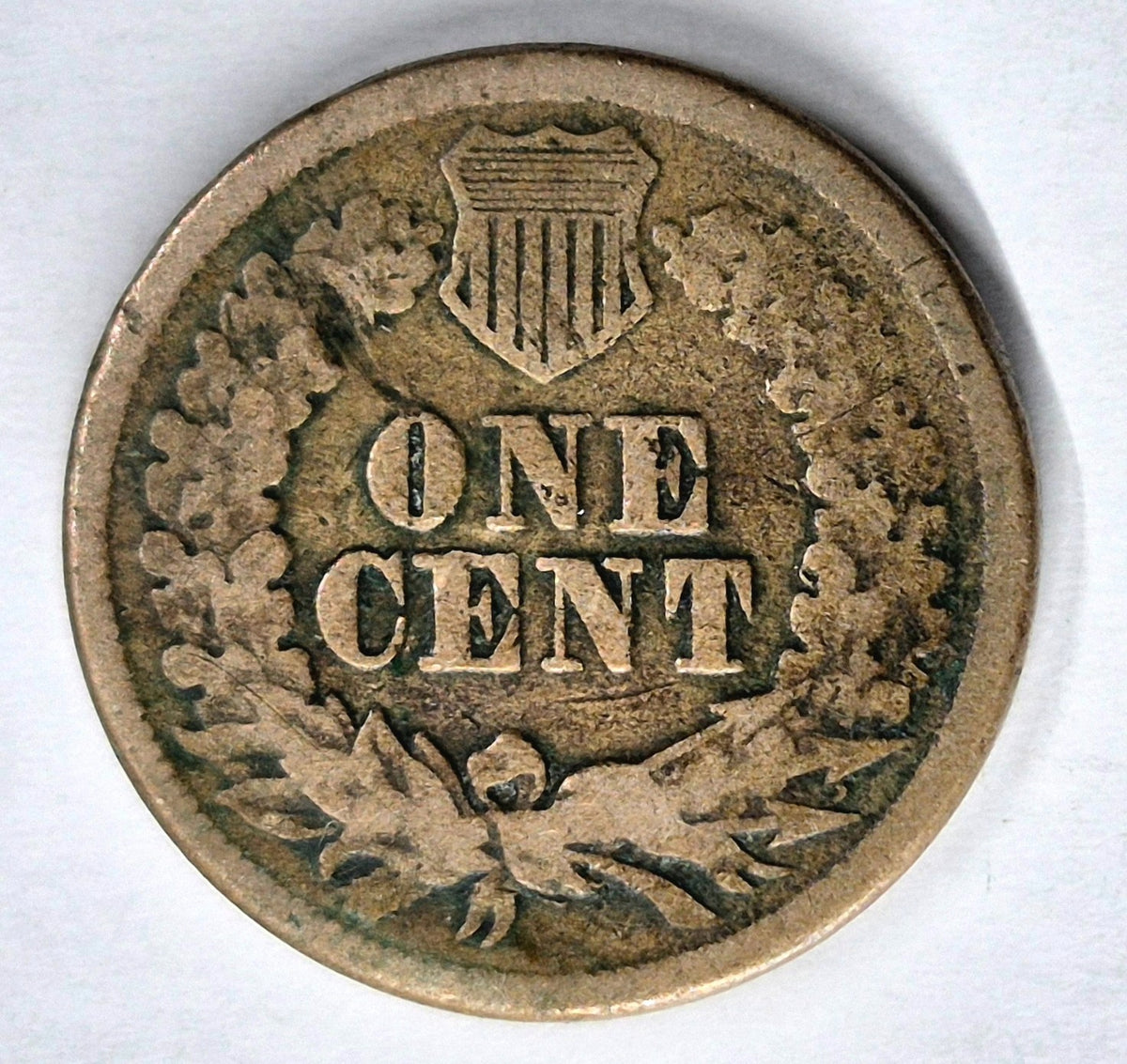 1860 Indian Head Cent Fine+ Features Type II Chunky Oak Wreath Shield Coin Shown