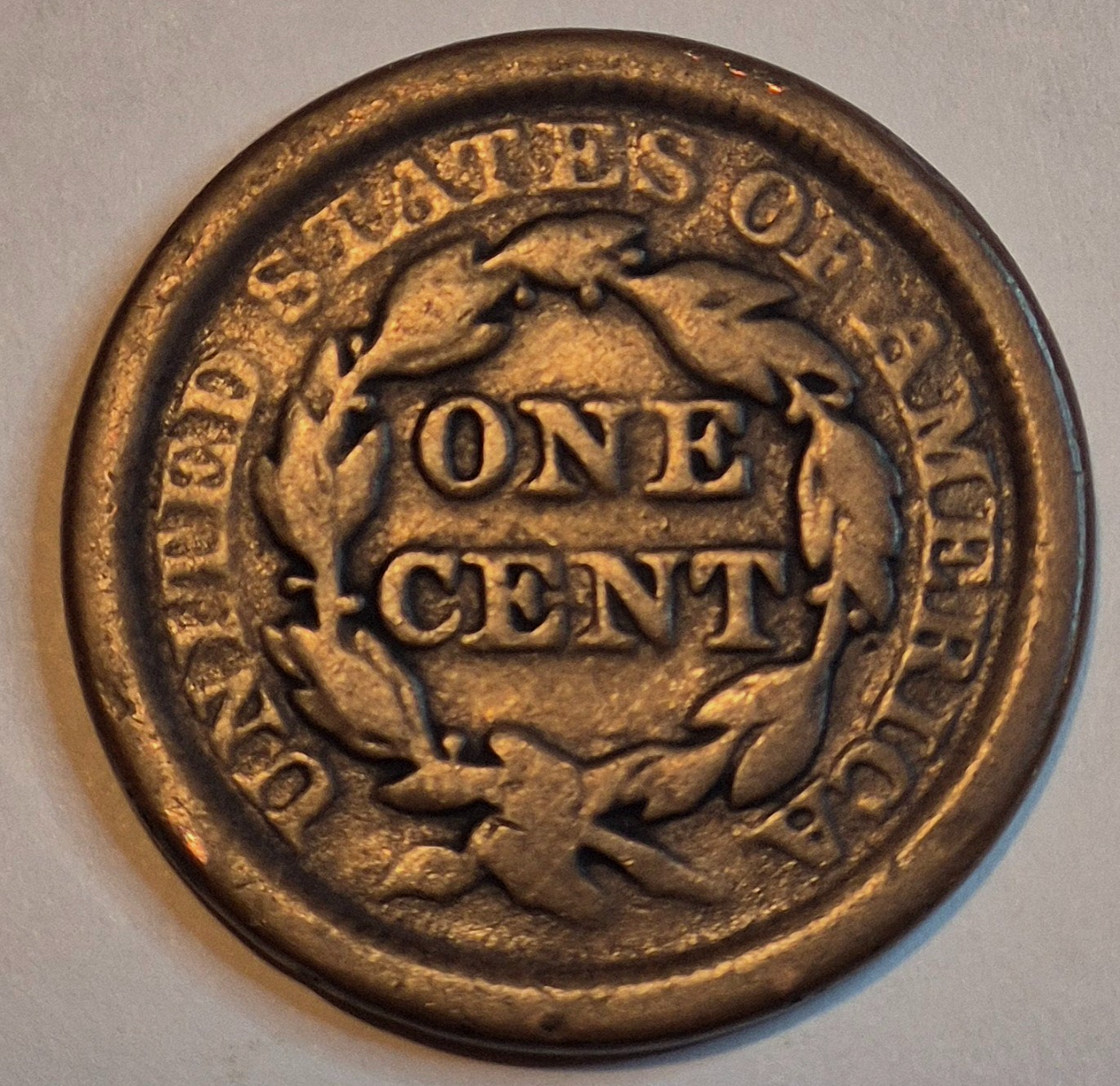 1853 1C BN Braided Hair Cent Variant N28 R3+ GSID 1168 VG+ Features