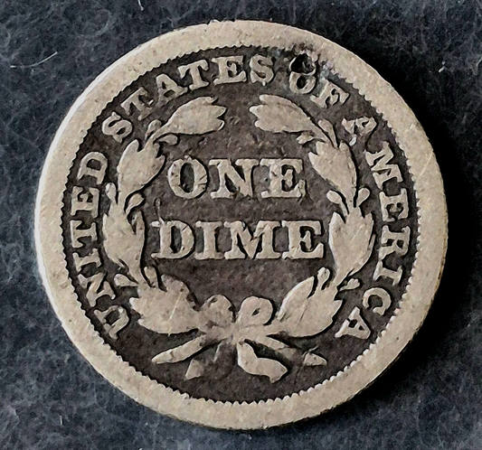 1857 Seated Liberty Dime VG Features Holed for Jewelry