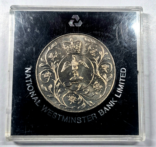 1952-1977 QUEEN ELIZABETH II SILVER JUBILEE CROWN UNCIRCULATED COIN WITH CASE