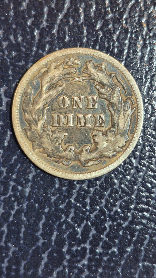 1890 Seated Liberty One Dime Circulated Coin, Silver, Uncertified, USA