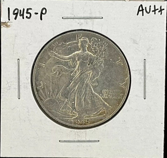 1945-P Philadelphia Mint Walking Liberty 90% Silver Half Dollar WWII Era Coin