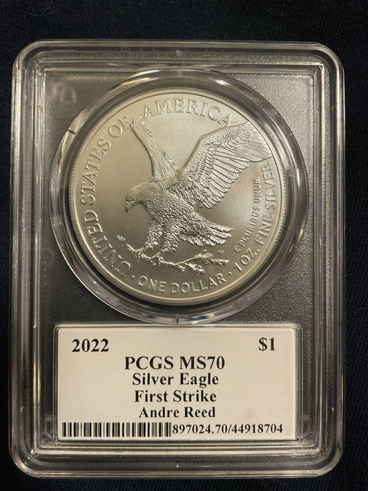 🏅🏅ANDRE REED 2021 $1 Silver Eagle Type 2 1oz PCGS MS70 FS Legends of Life🏅🏅