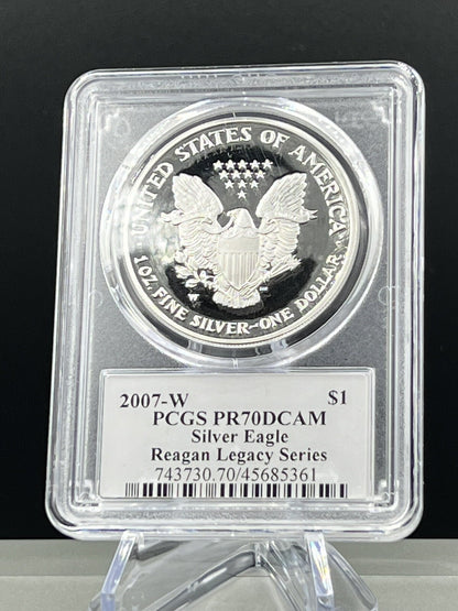 2007-W $1 American Silver Eagle Dollar PCGS PR70 DCAM Ashley Reagan Signature