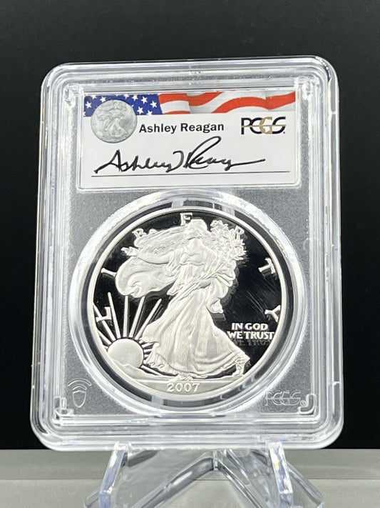 2007-W $1 American Silver Eagle Dollar PCGS PR70 DCAM Ashley Reagan Signature