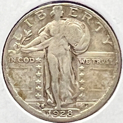 1928-S Standing Liberty Quarter (SLQ) 90% Silver 25c Coin Sharp Detail