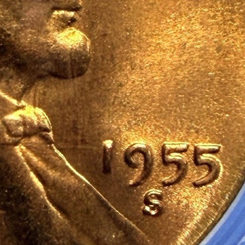 1955-S Lincoln Wheat Cent ICG MS65 RD Last S Mint Cent Until 1968 Full Red Penny
