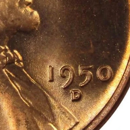 1950 D Lincoln Wheat Cent BU Uncirculated Mint State Bronze Penny 1c RED Coin