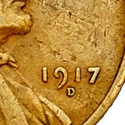 1917 D Lincoln Wheat Cent Good - Very Good (G-VG) Copper Average Circulated 1c