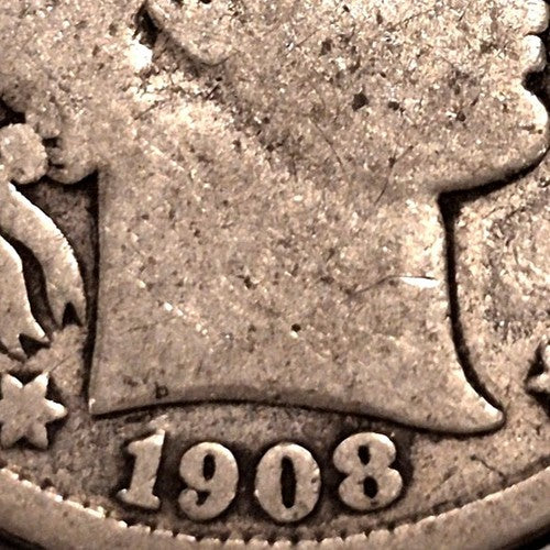 1908 D Barber Half Dollar 90% Silver G-VG Features Full Motto 50C