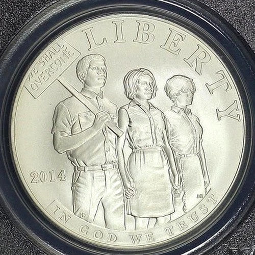 2014-P PCGS MS69 First Strike Civil Rights Act 1964 90% Silver Dollar USA Flag