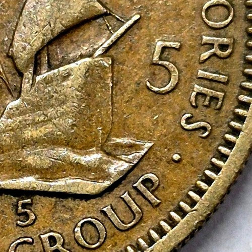 1955 British Caribbean Territories 5 cents KM-4 XF Features Coin Shown