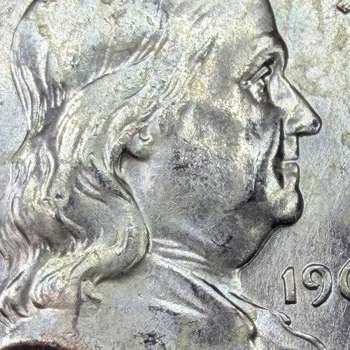 1963 Franklin Half Dollar 50C BU Uncirculated Final Year 90% Silver Toned Coin