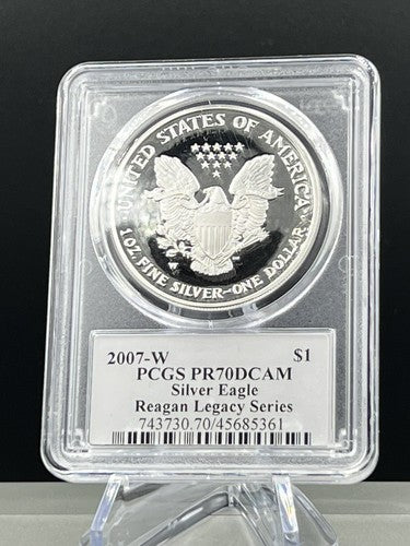 2007-W $1 American Silver Eagle Dollar PCGS PR70 DCAM Ashley Reagan Signature