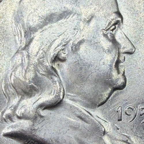 1954 Franklin Half Dollar 50C BU Brilliant Uncirculated 90% Silver Toned Coin - view 6