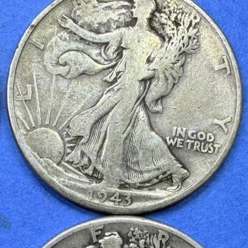 Lot of 4 Walking Liberty Half Dollars 1942 1943 1944 1945-S 90% Silver VG-F